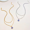 Alloy Devil's Eye Doublelayer Necklace With Geometric Pattern And Diamond Design For Women