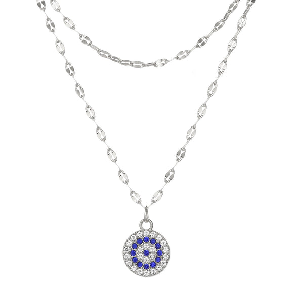 Alloy Devil's Eye Doublelayer Necklace With Geometric Pattern And Diamond Design For Women