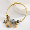 Alloy Devil's Eye Oil Dripping Diamond Star Fourleaf Clover Pendant Bracelet Electroplated