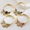 Alloy Devil's Eye Oil Dripping Diamond Star Fourleaf Clover Pendant Bracelet Electroplated
