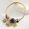 Alloy Devil's Eye Oil Dripping Diamond Star Fourleaf Clover Pendant Bracelet Electroplated