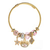 Alloy Devil's Eye Oil Dripping Diamond Star Fourleaf Clover Pendant Bracelet Electroplated