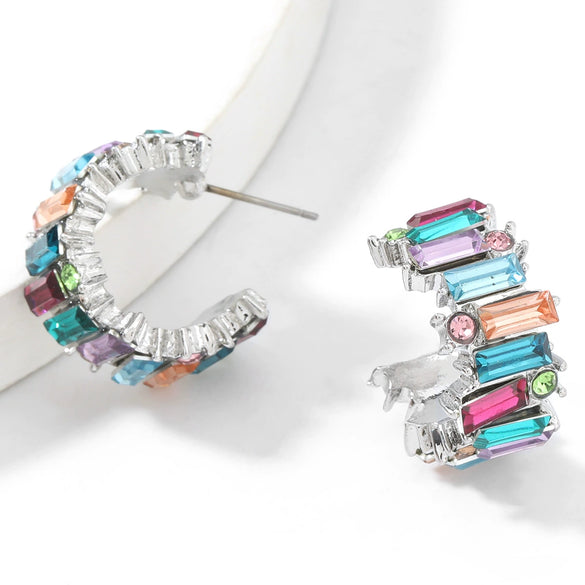Alloy Diamond Acrylic Cshaped Women's Earrings