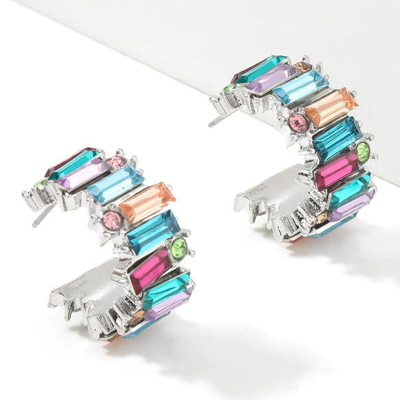 Alloy Diamond Acrylic Cshaped Women's Earrings