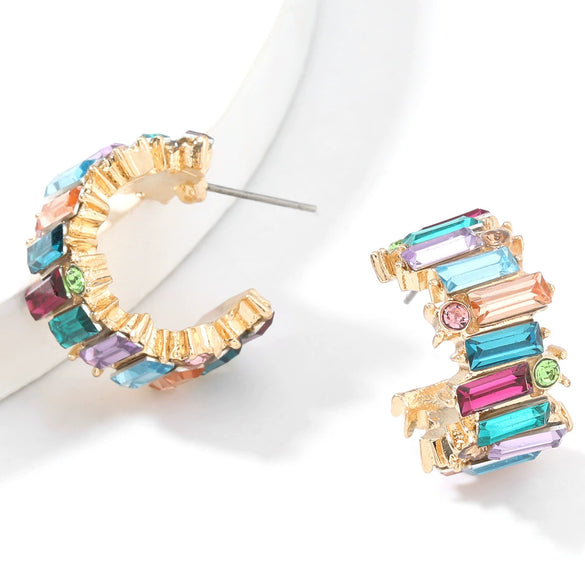 Alloy Diamond Acrylic Cshaped Women's Earrings