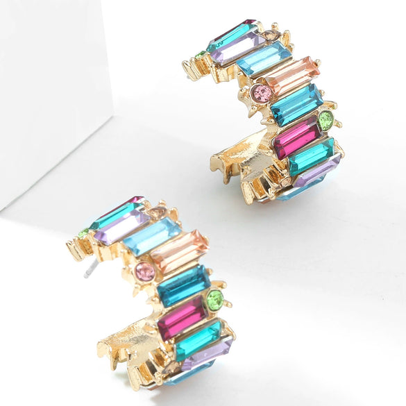 Alloy Diamond Acrylic Cshaped Women's Earrings