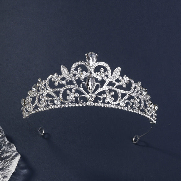 Alloy Diamond Bridal Crown Retro Style Electroplated For Women