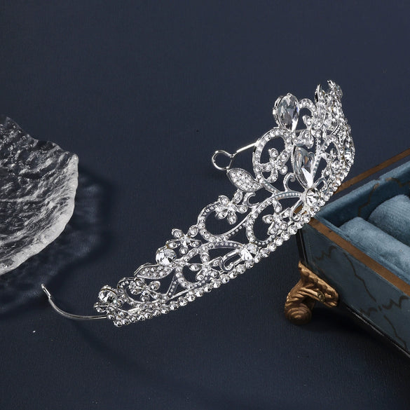 Alloy Diamond Bridal Crown Retro Style Electroplated For Women