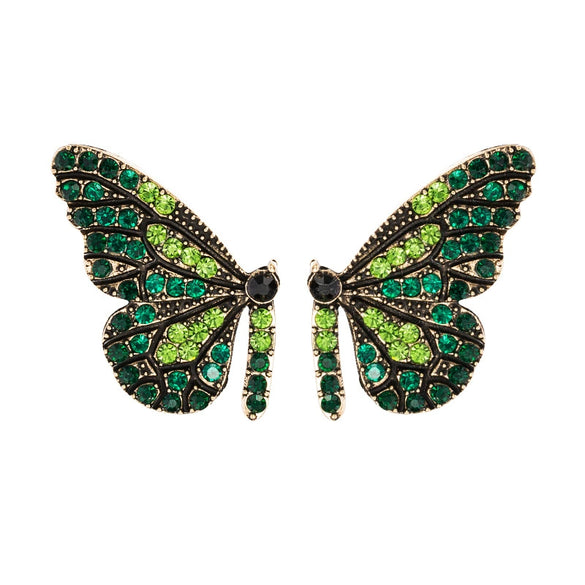 Alloy Diamond Butterfly Wings Heart Earrings For Women