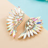 Alloy Diamond Exaggerated Fanshaped Wings Colorful Rhinestone Earrings