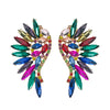 Alloy Diamond Exaggerated Fanshaped Wings Colorful Rhinestone Earrings