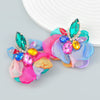 Alloy Diamond Flower Earrings For Women Retro Elegant Style