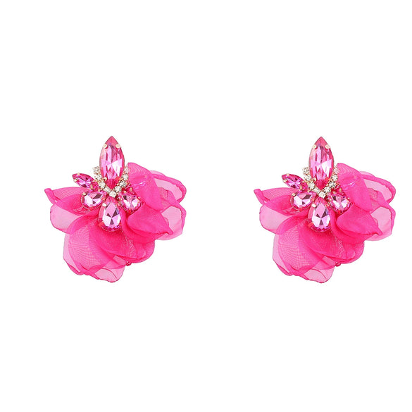 Alloy Diamond Flower Earrings For Women Retro Elegant Style