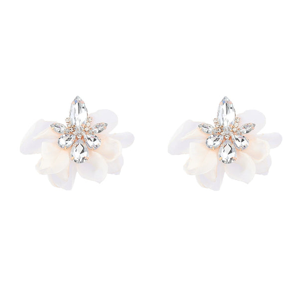 Alloy Diamond Flower Earrings For Women Retro Elegant Style