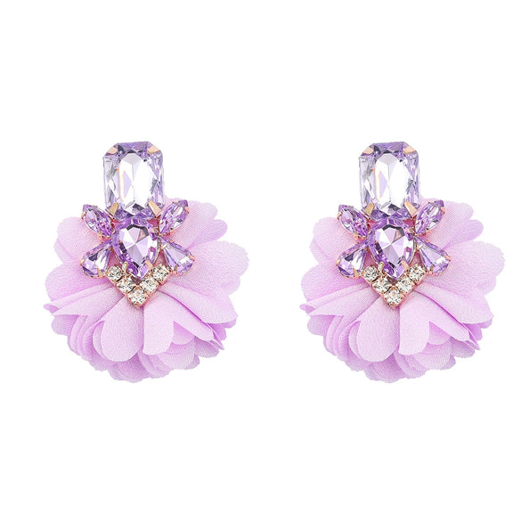 Alloy Diamond Flower Earrings Women's Retro Elegant Style