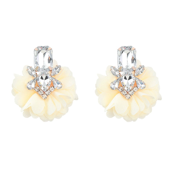 Alloy Diamond Flower Earrings Women's Retro Elegant Style