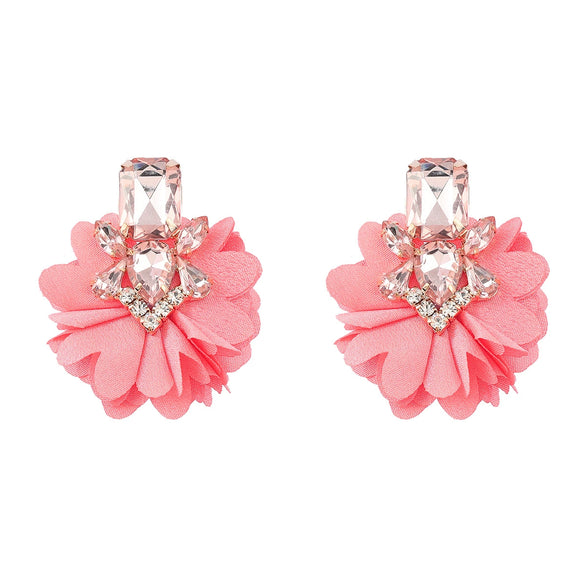Alloy Diamond Flower Earrings Women's Retro Elegant Style