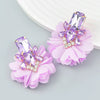 Alloy Diamond Flower Earrings Women's Retro Elegant Style