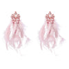 Alloy Diamond Geometric Flower Long Feather Tassel Women's Earrings