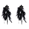 Alloy Diamond Geometric Flower Long Feather Tassel Women's Earrings