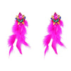 Alloy Diamond Geometric Flower Long Feather Tassel Women's Earrings