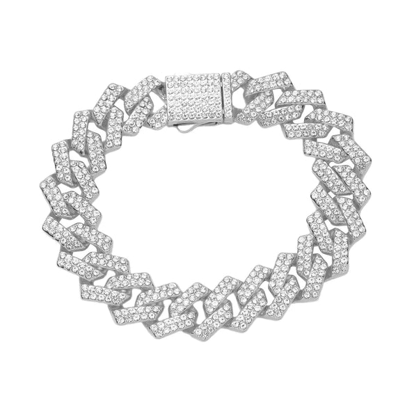 Alloy Diamond Geometric Hip Hop Cuban Chain Necklace
