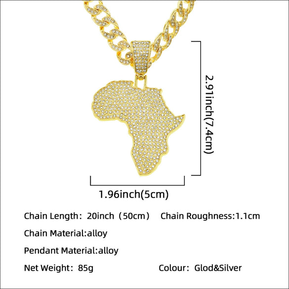 Alloy Diamond Geometric Hip Hop Pendant Necklace With Cuban Chain