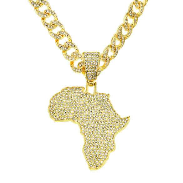 Alloy Diamond Geometric Hip Hop Pendant Necklace With Cuban Chain