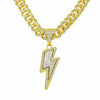 Alloy Diamond Hiphop Style Geometric Lightning Pendant Cuban Chain Necklace For Men