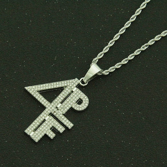Alloy Diamond Letter And Number Pendant Men's Hip Hop Street Accessories