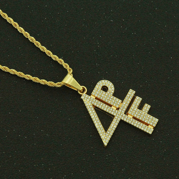 Alloy Diamond Letter And Number Pendant Men's Hip Hop Street Accessories