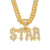 Alloy Diamond Letter Pendant Necklace For Men Hiphop Accessories With Stitching