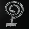 Alloy Diamond Letters Pendant Necklace Cuban Chain Hip Hop Punk Jewelry For Men