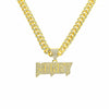 Alloy Diamond Letters Pendant Necklace Cuban Chain Hip Hop Punk Jewelry For Men