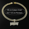Alloy Diamond Letters Pendant Necklace Cuban Chain Hip Hop Punk Jewelry For Men