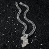 Alloy Diamond Map Pendant Cuban Chain Men's Hiphop Necklace