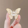 Alloy Diamond Pearl Butterfly Flower Brooch For Women With Electroplating Design