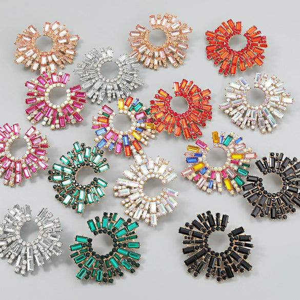 Alloy Diamond Rhinestone Geometric Sunflower Women's Earrings