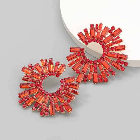 Alloy Diamond Rhinestone Geometric Sunflower Women's Earrings