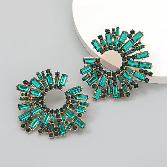 Alloy Diamond Rhinestone Geometric Sunflower Women's Earrings