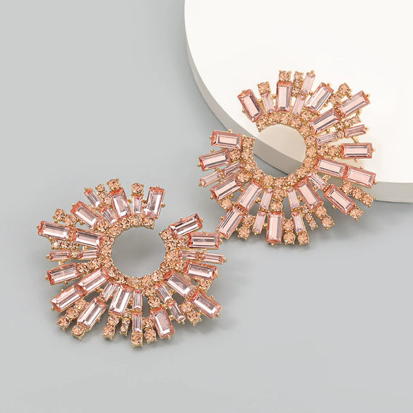 Alloy Diamond Rhinestone Geometric Sunflower Women's Earrings
