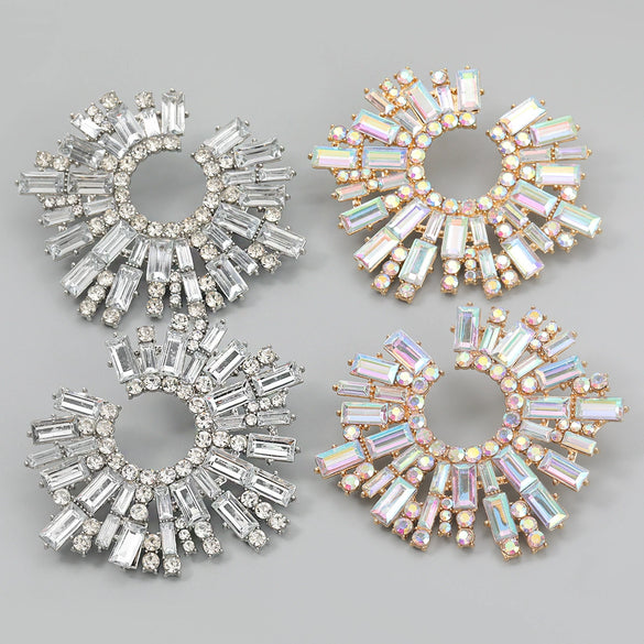 Alloy Diamond Rhinestone Geometric Sunflower Women's Earrings