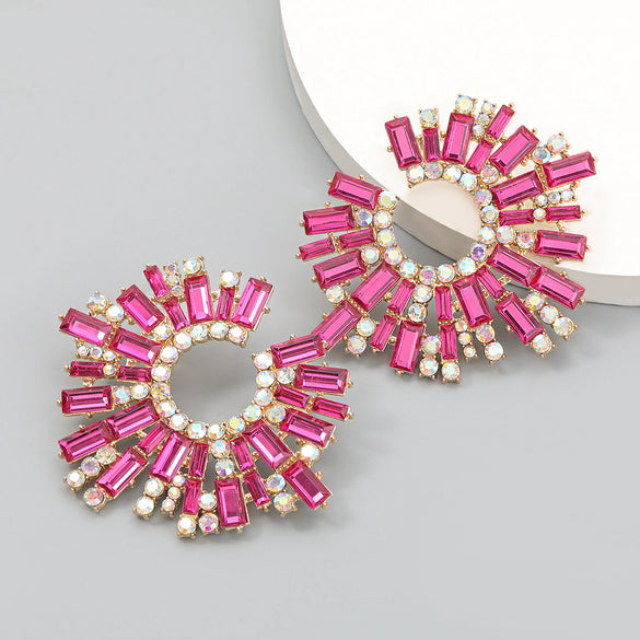Alloy Diamond Rhinestone Geometric Sunflower Women's Earrings