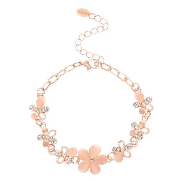Alloy Diamond Women's Love Geometric Retro Bracelet With Flower And Heart Shapes