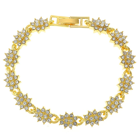 Alloy Diamond Women's Love Geometric Retro Bracelet With Flower And Heart Shapes