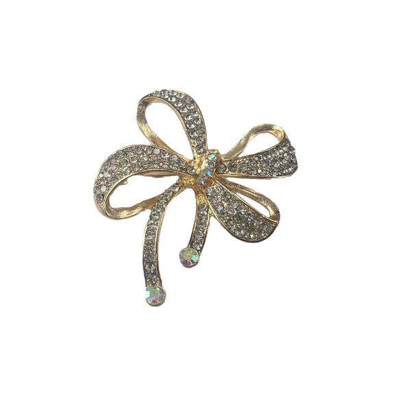 Alloy Diamondencrusted Bow Brooch Electroplating Fashion Jewelry