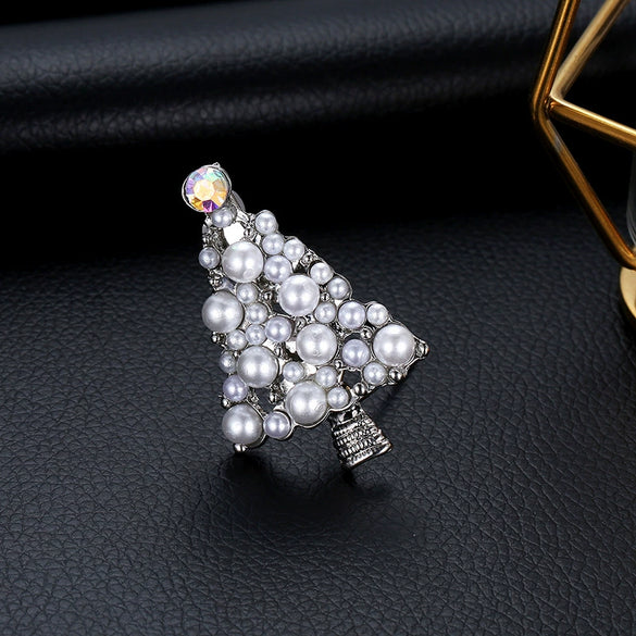 Alloy Diamondencrusted Geometric Christmas Tree Women's Brooch Accessories