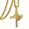 Alloy Diamondencrusted Geometric Crown Cross Pendant Necklace Unisex
