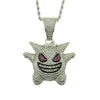 Alloy Diamondencrusted Geometric Hip Hop Necklace Pendant With Threedimensional Pokemon Geng Ghost Design