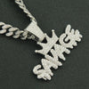 Alloy Diamondencrusted Geometric Letter Pendant Cuban Chain Necklace For Men Hiphop Style